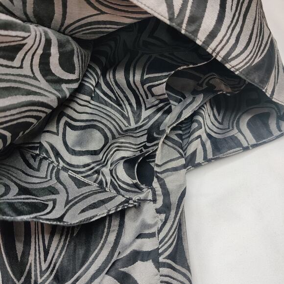 Magaschoni Silk Cotton Artsy Gray Floral Swirl Shift Dress Medium Lagenlook - Picture 6 of 11